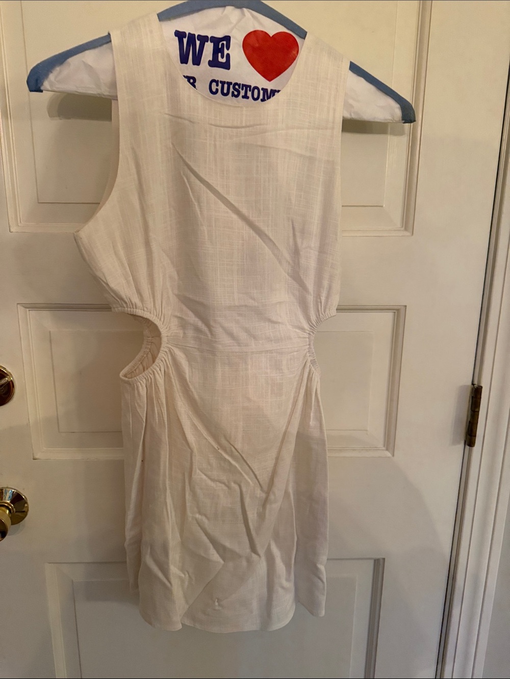 Women’s White Sleeveless Cutout Dress- Sky to Moon, size S